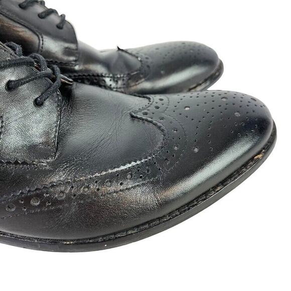 Aston Grey Collection Cross Mens Black Leather Wingtip Oxford Dress Shoes sz 9 - Picture 13 of 16